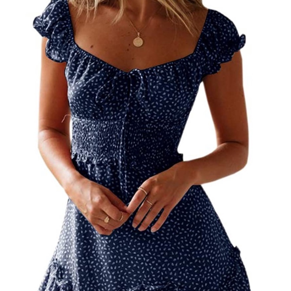 ruffle dress with sweetheart neckline